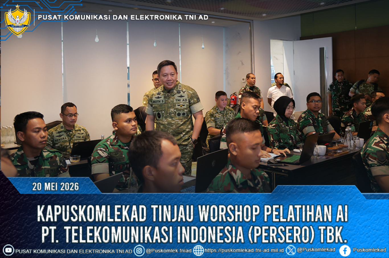KAPUSKOMLEKAD TINJAU WORKSHOP PELATIHAN AI PT TELEKOMUNIKASI INDONESIA PERSERO TBK